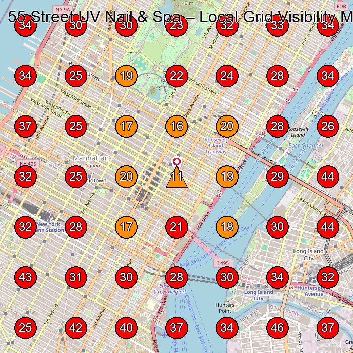 55 Street UV Nail & Spa GeoGrid visibility map for Nail Salon in 2A